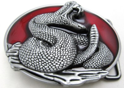 raddle snake voval burgandy belt buckle