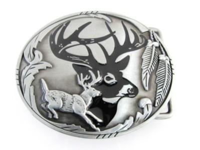 deer with horns oval belt buckle western beltbuckle style