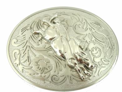 western beltbuckle bull rider on oval belt buckle