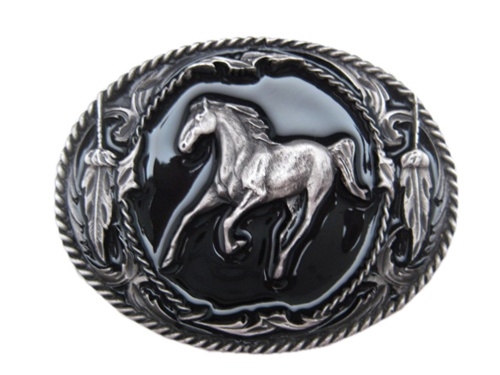 Western Horse with Black Belt Buckle