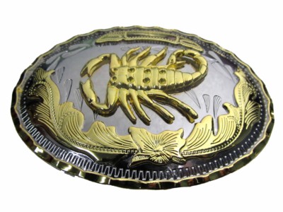 western beltbuckle scorpion two tone oval belt buckle