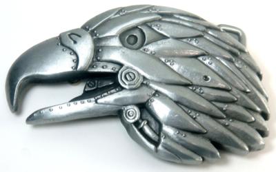 eagle head cutout gray belt buckle