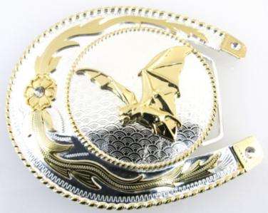 bat two tone in horse shoe belt buckle western beltbuckle style