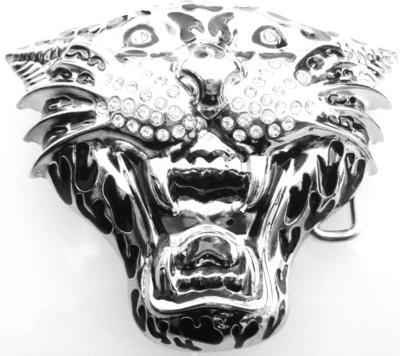 puma head with stone cutout belt buckle