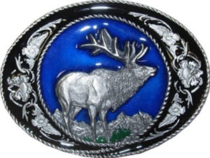 Western Moose with Color Belt Buckle