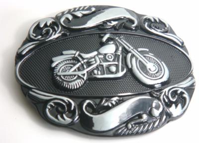 biker on oval big gray and black belt buckle