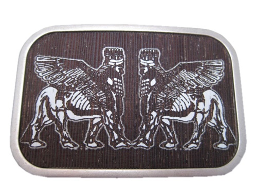 Brown Wood Egyptian Horsemen Belt Buckle