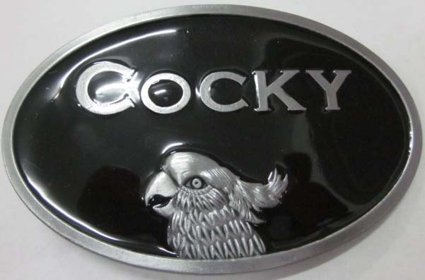 black cocky belt buckle of oval