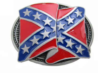 rebel waving flag oval belt buckle