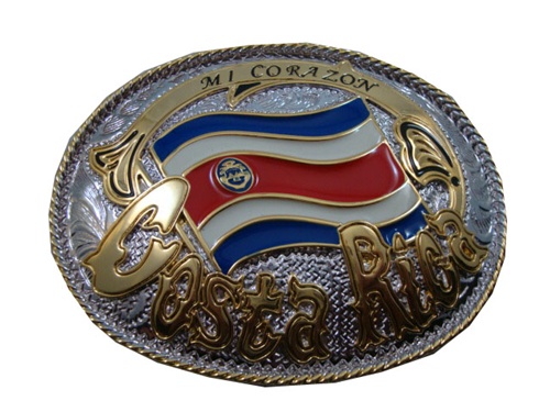 Western Style Costa Rica Flag Belt Buckle