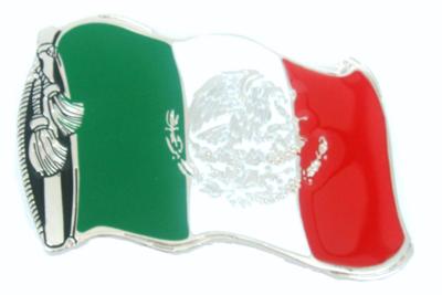 mexico waving flag belt buckle