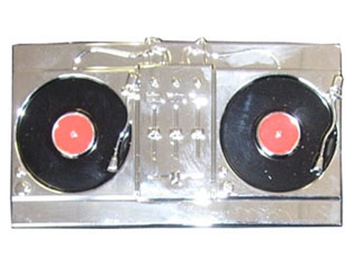 Chrome Turntables Belt Buckle