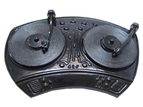 Black Turntables Belt Buckle