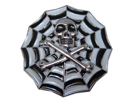 Spider Web with Skull and Bones Belt Buckle