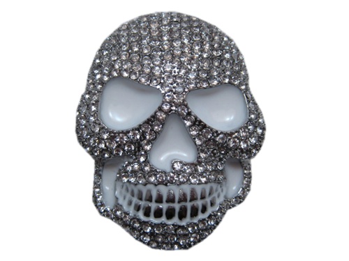 Chrome with Rhinestones Skull Belt Buckle Jim Jones Style