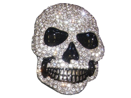 Chrome with Rhinestones Skull Belt Buckle Jim Jones Style