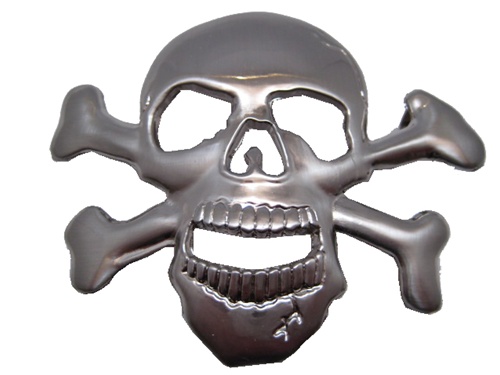 Brushed Chrome Skull and Crossbones Belt Buckle