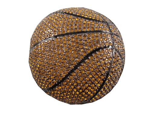 Basketball with Orange Stones Belt Buckle