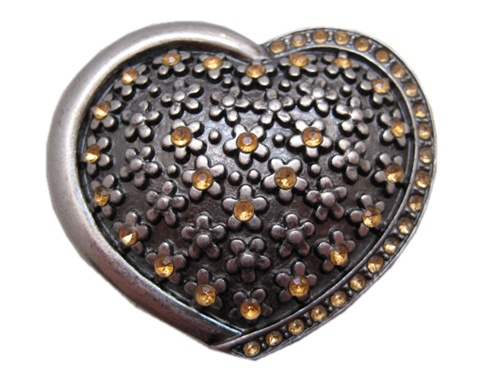 Heart with Yellow Stones Belt Buckle