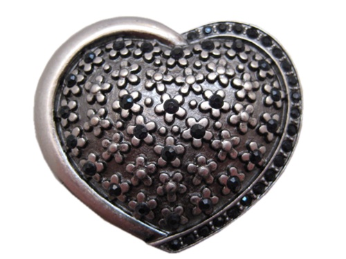 Heart with Black Stones Belt Buckle