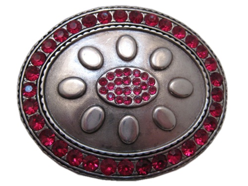 Oval with Magenta Stones Belt Buckle